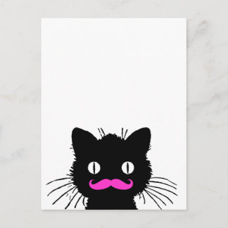 RETRO BLACK CAT FUNNY ROSA MUSTACHE VYKORT
