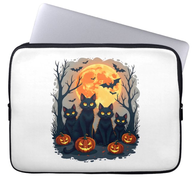 Retro Black Cat Halloween Pumpkin Costume for Wome Laptop Fodral (Framsidan)
