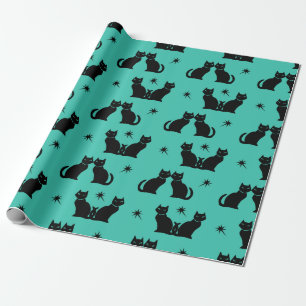 Retro Black Cat Kattunge på pappert vattenomslag Presentpapper