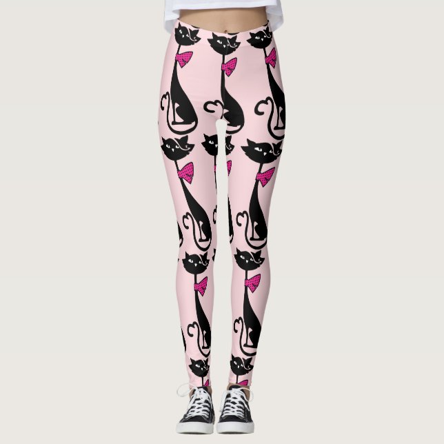RETRO BLACK CAT-LAGAR LEGGINGS (Framsida)
