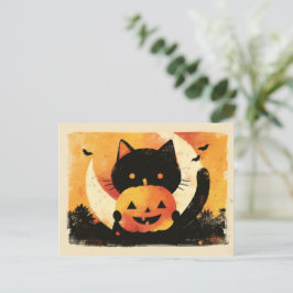 Retro Black Cat med Jack O'Lantern Helg Vykort