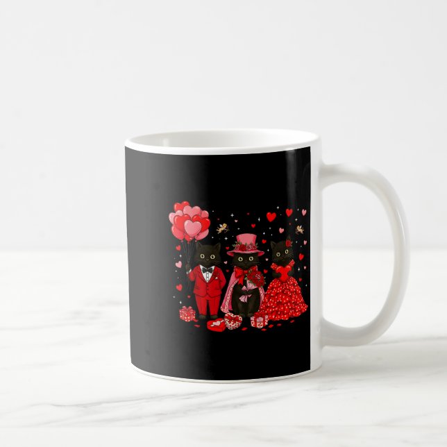 Retro Black Cat Meowentine's Day Heart Valentines  Kaffemugg (Höger)