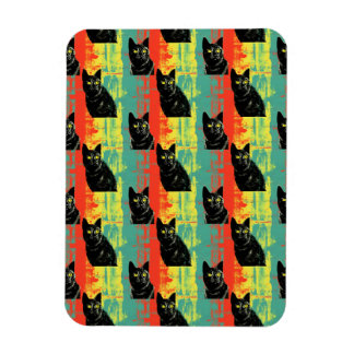 Retro Black Cat Mönster Magnet
