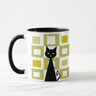 Retro Black Cat Mugg