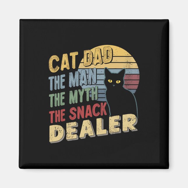 Retro Black Cat Pappa, mannen, myten, Snack Dea Magnet (Framsidan)