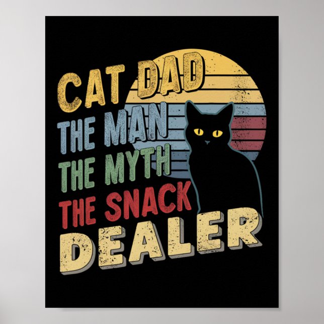 Retro Black Cat Pappa, mannen, myten, Snack Dea Poster (Framsidan)