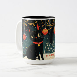 Retro Black Cat Roligt Helgdag Mugg