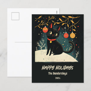 Retro Black Cat Roligt Helgdag-vykort Helg Vykort
