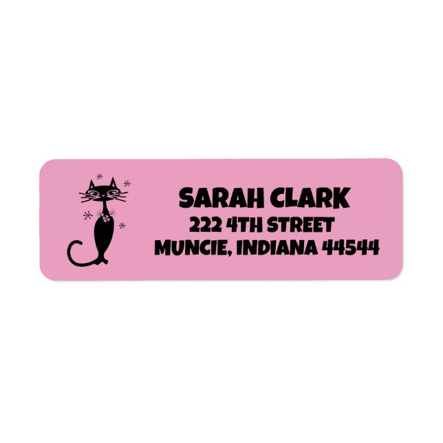 Retro Black Cat Silhouette-Returetiketter Returadress Etikett (Framsidan)