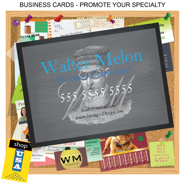 Retro Black Chalkboard 🕰️ Steampunk Goggles Man Visitkort (Skapare uppladdad)