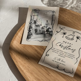 Retro Black Cream Hand plockade Photo God jul Julkort