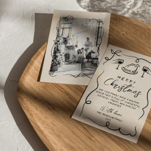 Retro Black Cream Hand plockade Photo God jul Julkort
