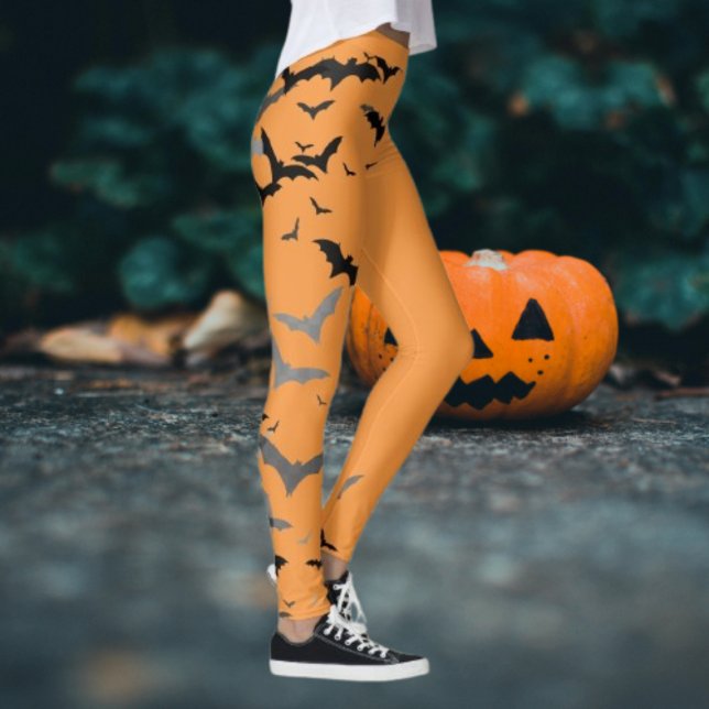Retro Black Fladdermus pumpkins Flickaktigt Minima Leggings (Skapare uppladdad)