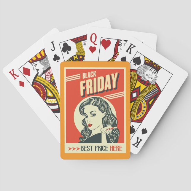 Retro Black Friday Pop Art Pin-Up-Flicka Casinokort (Baksidan)