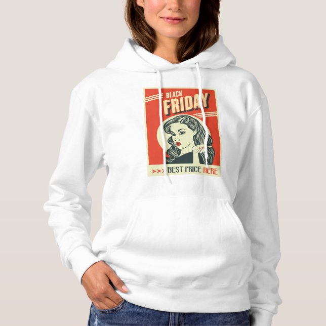 Retro Black Friday Pop Art Pin-Up Girl T Shirt (Framsida)