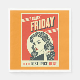 Retro Black Friday Pop Art Pinuppa Flicka Pappersservett