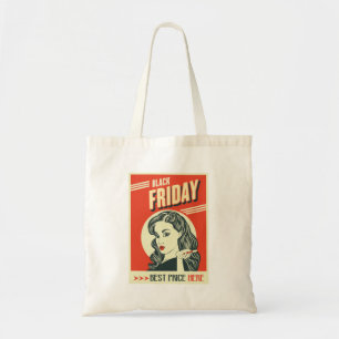 Retro Black Friday Pop Art Pinuppa Flicka Tygkasse