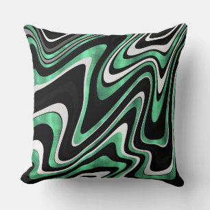 Retro Black-Grönten Vågigt Linjer Modern design Kudde