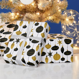 Retro Black Guld jul Ornaments Helgdag Presentpapper