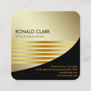 Retro Black Guld Metall Computer Financial Service Fyrkantigt Visitkort