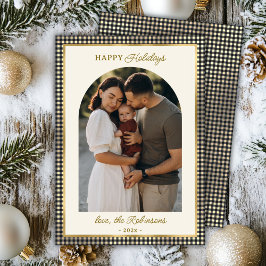 Retro Black Guld Play Arch Photo jul Lycklig Julkort