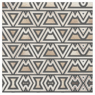 Retro Black Guld White Triangle Geometric Tyg