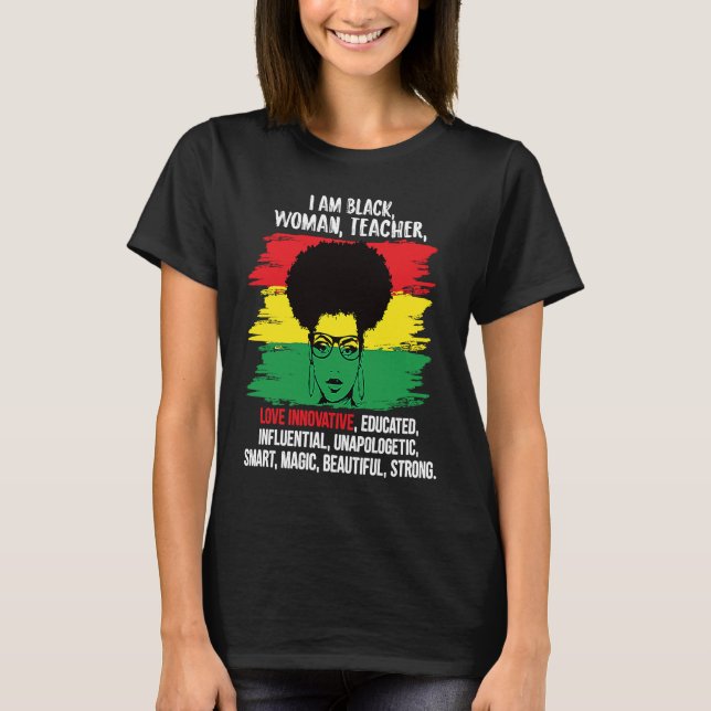 Retro Black History Month Proud Black Teacher Magi T Shirt (Framsida)