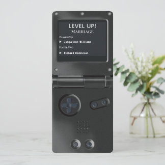 Retro Black II Handhållen Spelande Bröllopsinbjuda Inbjudningar