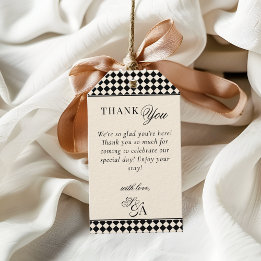 Retro Black Ivory Old Money Wedding Thank You Presentetikett