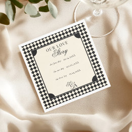 Retro Black Ivory Our Love Story Old Money Wedding Pappersservett
