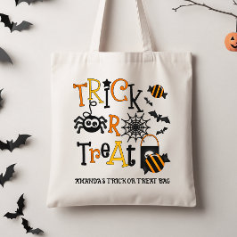 Retro Black Kids Halloween Bus eller godis Tote Tygkasse