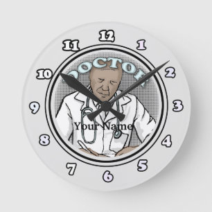 Retro Black Male Doktor Rund Klocka