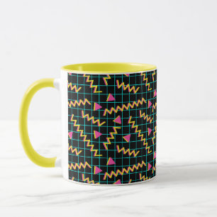 Retro Black och Neon Doodle Mönster Mugg