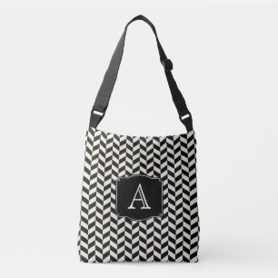 Retro Black och White Herringbone Mönster Axelväska
