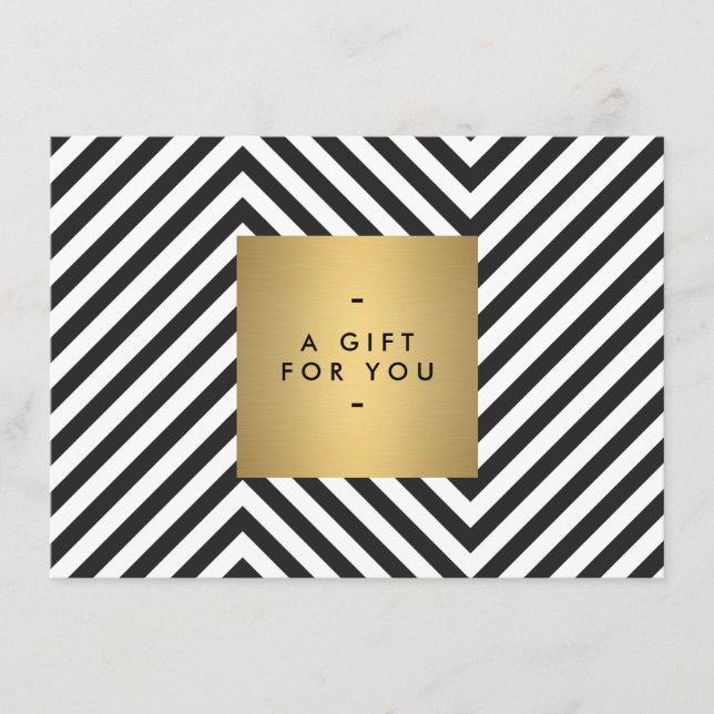 Retro Black och White Mönster Guld Namn Gift Cert (Framsida)