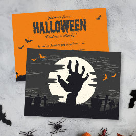 Retro Black Orange Spooky Halloween fest Inbjudningar