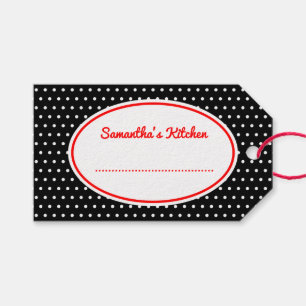 Retro Black Polka Dot Kitchen Baking Gift-Märkre Presentetikett