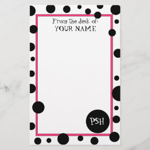 Retro Black Polka Dot Stationery Brevpapper