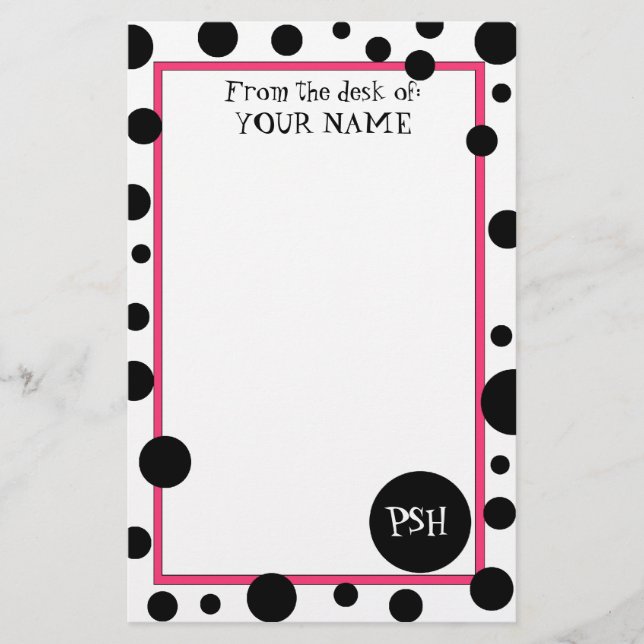 Retro Black Polka Dot Stationery Brevpapper (Framsida)
