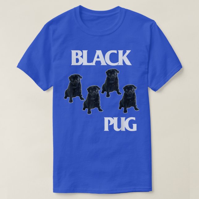 Retro Black Pugs Funny Music and Dogs Flags Lovers T Shirt (Design framsida)