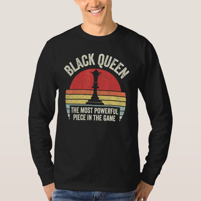 Retro Black Queen Mest potent Chess African Amer T Shirt (Framsida)