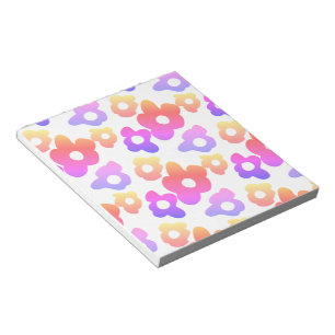Retro Black Rainbow Colorful Flowers Mönster Anteckningsblock