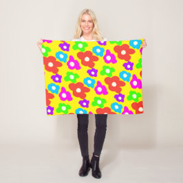 Retro Black Rainbow pride färg Flowers Mönster Fleecefilt