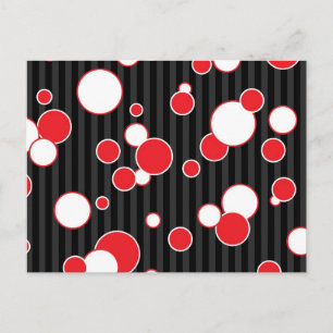 Retro Black Red and White Mönster Vykort