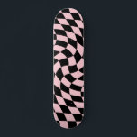 Retro Black Rosa Checkes - varnad kontroll Mini Skateboard Bräda 18,5 Cm<br><div class="desc">Retro psychedelie,  modernt schackbräde</div>