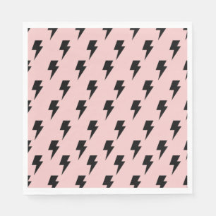 Retro Black & Rosa Lightning Baby Shower Stormy Pappersservett