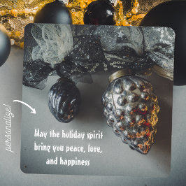 Retro Black Silver Christmas Decorations Julkort