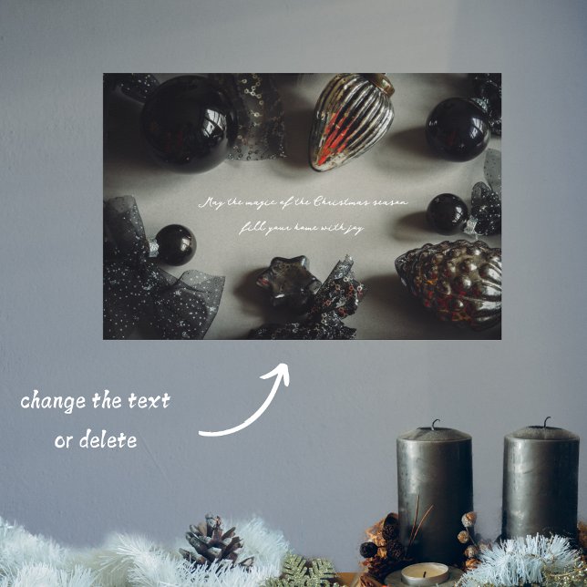 Retro Black Silver Juldekorationer Poster (Skapare uppladdad)