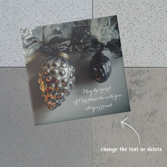 Retro Black Silver-julprydnader med Ribbon Kakelplatta (Skapare uppladdad)