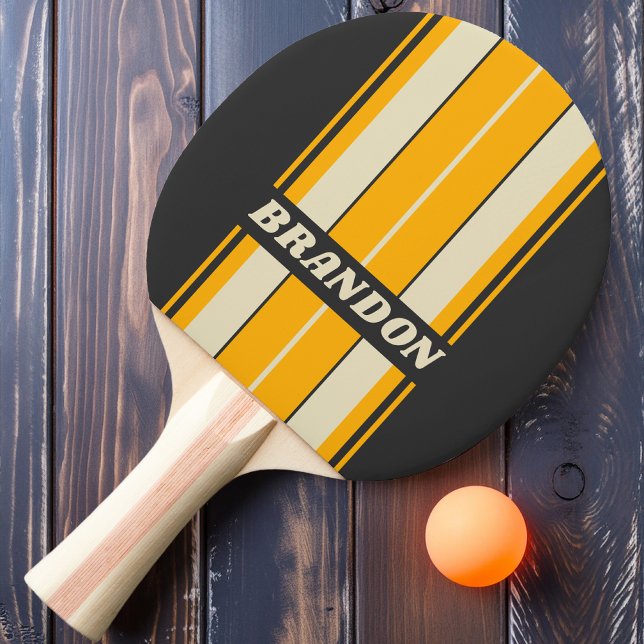 Retro Black Sun Board Ränder med Namn Pingisracket (Skapare uppladdad)